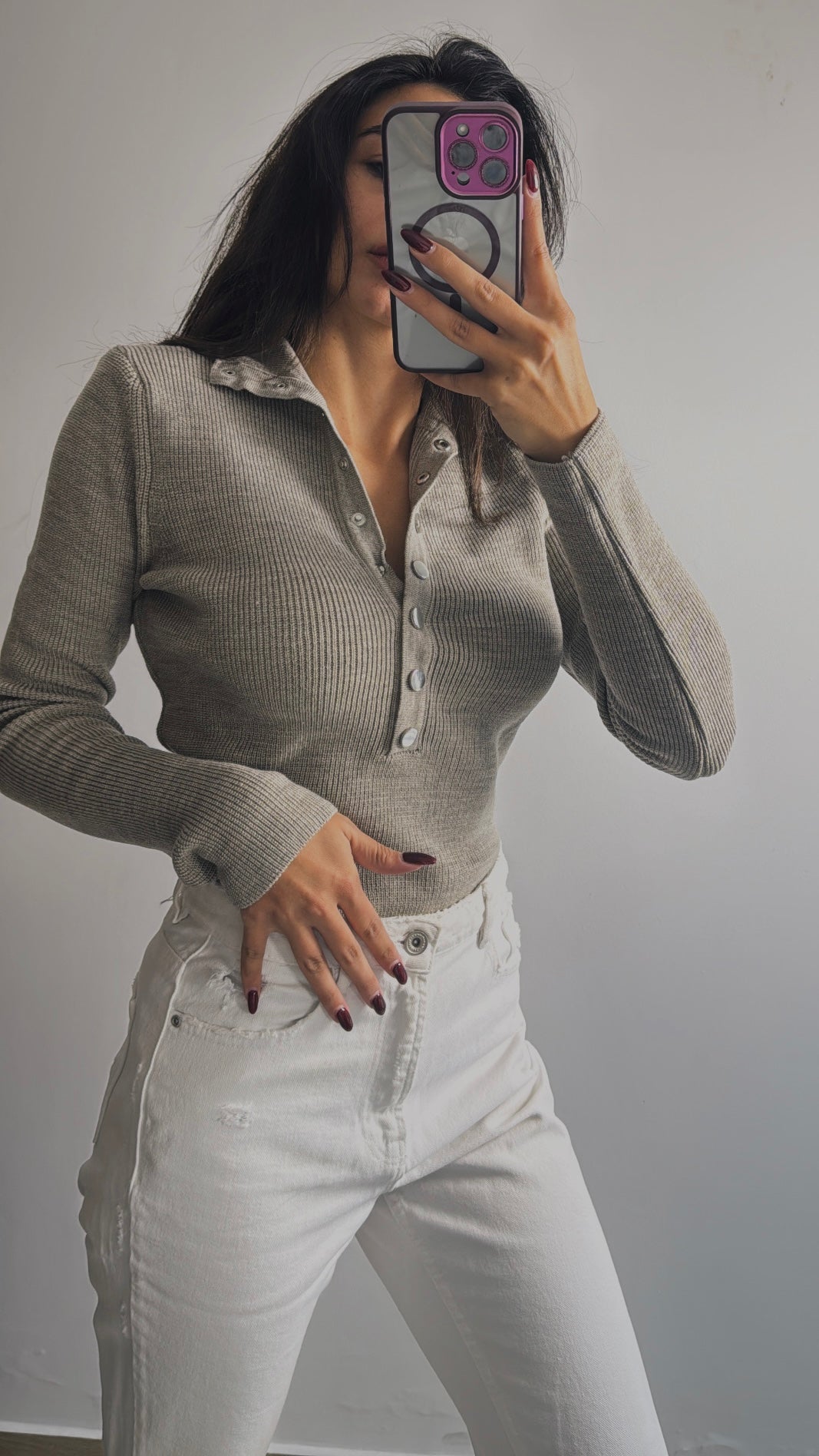 Wool sweater with buttons