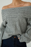 Gray Off-Shoulder Sweater